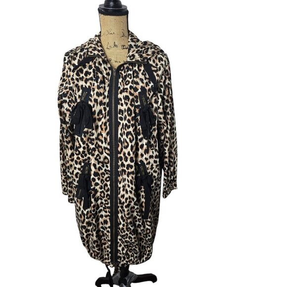 RED Valentino Lightweight Leopard Animal Print Tie Waist Designer Coat - Picture 4 of 16